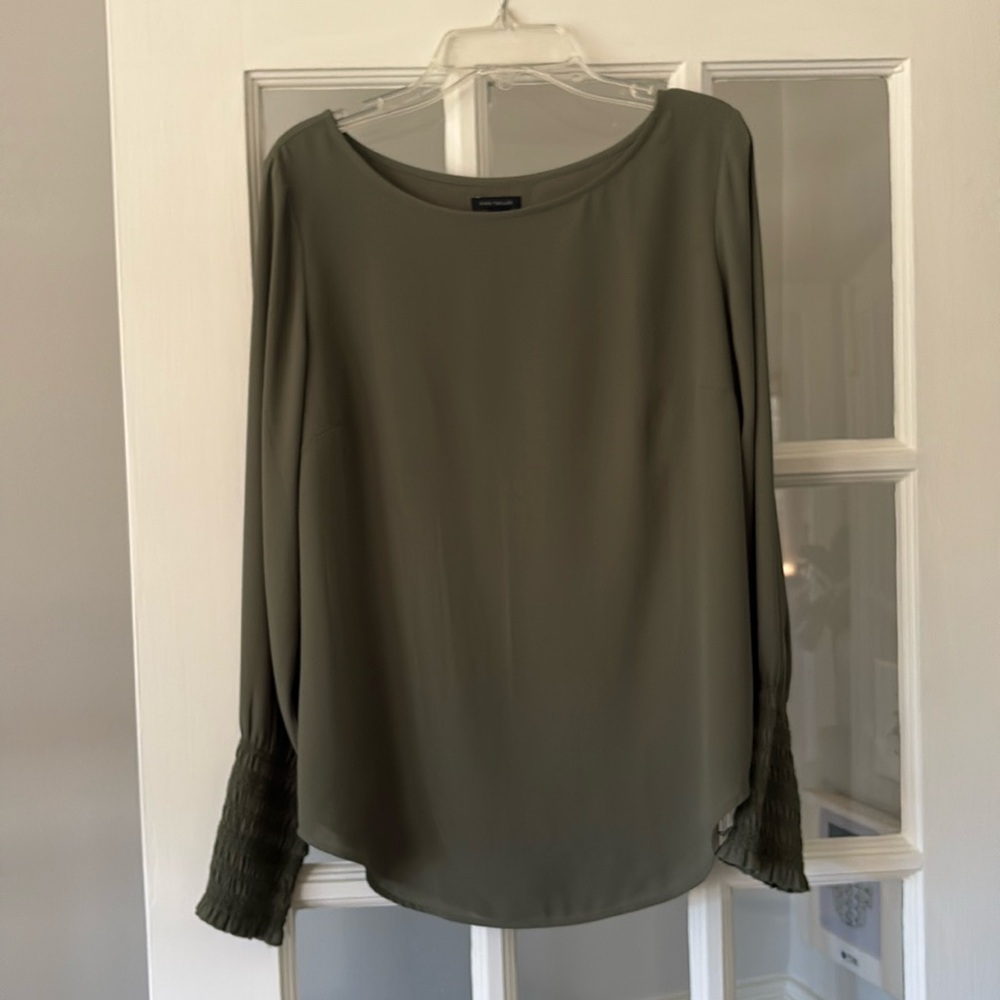 Ann Taylor Olive Longsleeve Blouse